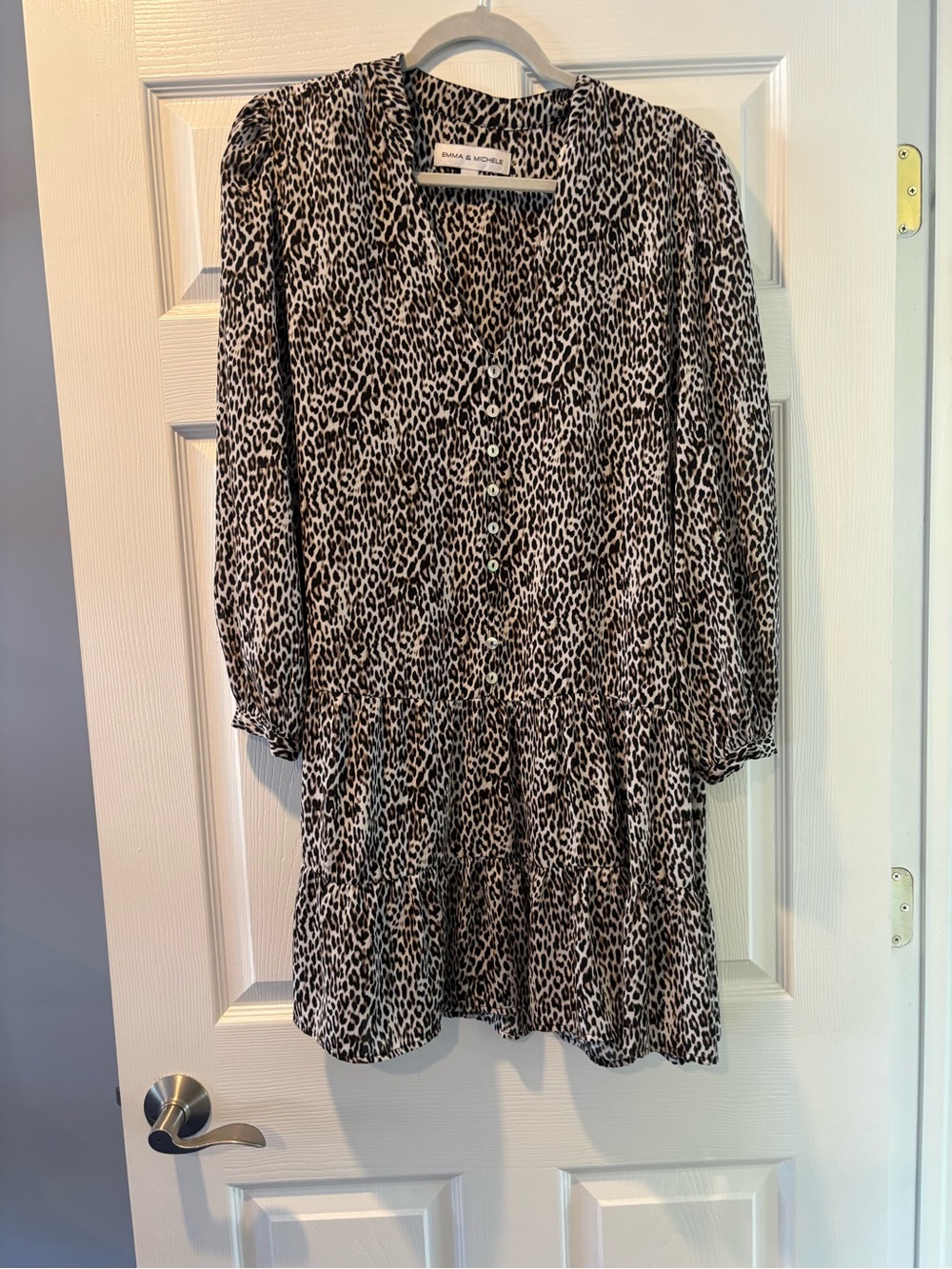 Emma & Michelle Brown & White Leopard Print Button-Front Dress